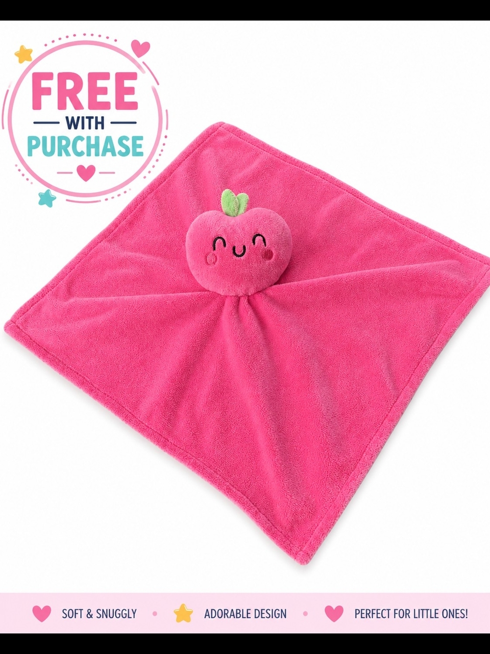 Free Pink Apple Plush Baby Lovey Security Blanket | Soft Cuddly Comfort Blanket